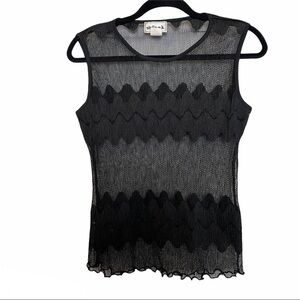 Studio m.k. Sheer Black Lace Sleeveless Top Sz. L